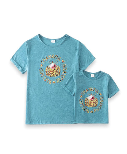 Mommy & Me Grateful & Blessed Leopard Pumpkin Teal Shirts - ARIA KIDS