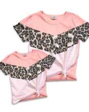 Mommy & Me Leopard Stripe Peach Shirts - ARIA KIDS