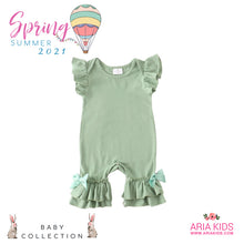 Bethany Flutter Sleeve Romper - MOSS GREEN 💚 - ARIA KIDS