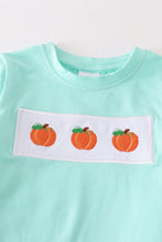 Blue & orange smocked pumpkin plaid pants set