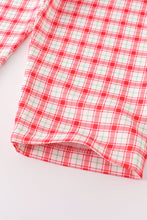 Green santa smocked plaid pants set