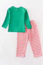 Green santa smocked plaid pants set