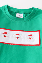 Green santa smocked plaid pants set