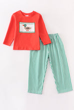 Orange duck applique stripe pants set