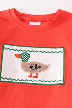 Orange duck applique stripe pants set