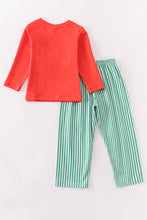 Orange duck applique stripe pants set