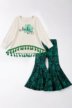 Gray  "Lucky" clover bell pant set - ARIA KIDS