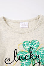 Gray  "Lucky" clover bell pant set - ARIA KIDS