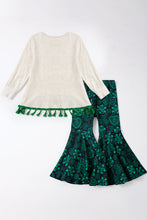 Gray  "Lucky" clover bell pant set - ARIA KIDS