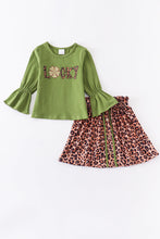 Green leopard lucky skirt bell girl set - ARIA KIDS