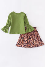 Green leopard lucky skirt bell girl set - ARIA KIDS