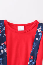 Navy floral dog star applique strap skirt set - ARIA KIDS