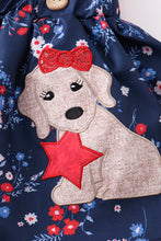 Navy floral dog star applique strap skirt set - ARIA KIDS