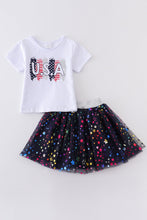 July 4th "USA" print skirt suit