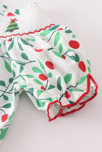 Green christmas tree embroidery smocked ruffle set - ARIA KIDS