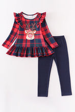 Red plaid deer applique girl set - ARIA KIDS