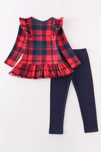 Red plaid deer applique girl set - ARIA KIDS