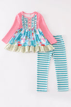 Pink floral stripe girls set - ARIA KIDS