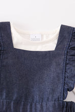 Navy deer applique denim dress set
