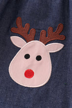 Navy deer applique denim dress set