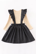 Navy christmas tree applique denim dress set - ARIA KIDS