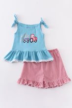 Blue truck baseball applique ruffle shorts set - ARIA KIDS