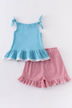 Blue truck baseball applique ruffle shorts set - ARIA KIDS