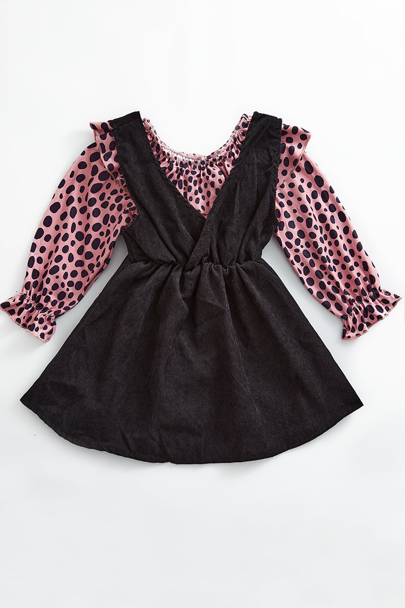 Black leopard ruffle dress outfit