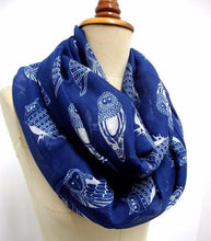 Owl - Blue and White Soft Women's Scarf - ARIA KIDS
