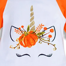 Unicorn Pumpkin Harvest Ruffled Fall T-shirt - Orange - ARIA KIDS