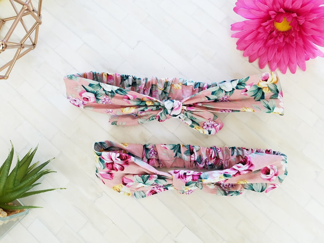 WHOLESALE BUNDLE - Mauve Pink Floral Mommy & Me Headband 2-Pc Set - ARIA KIDS
