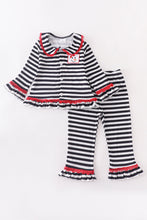 Black stripe snowman ruffle girl pajamas set - ARIA KIDS