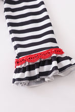 Black stripe snowman ruffle girl pajamas set - ARIA KIDS