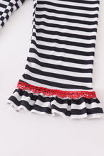 Black stripe snowman ruffle girl pajamas set - ARIA KIDS