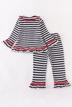 Black stripe snowman ruffle girl pajamas set - ARIA KIDS