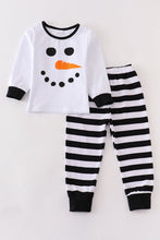 White snowman stripe pajamas set - ARIA KIDS