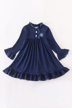 Navy snowflake ruffle girl pajamas gown