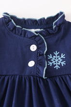 Navy snowflake ruffle girl pajamas gown