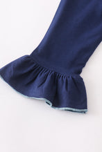 Navy snowflake ruffle girl pajamas gown