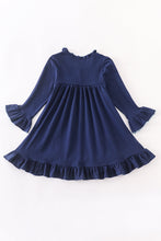 Navy snowflake ruffle girl pajamas gown