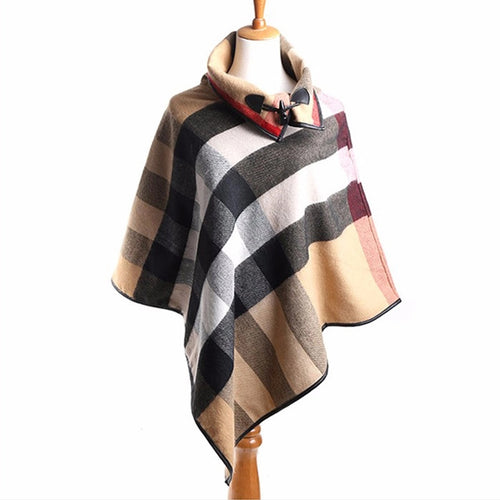 Adult Size - ARIA Plaid Collared Poncho - in 4 Colors - ARIA KIDS