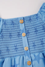 Blue star smocked girl jumpsuit - ARIA KIDS