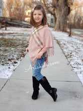 PINK - ARIANA Toddler Girl Round Neck Plaid Poncho - ARIA KIDS
