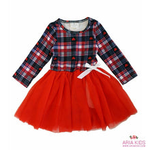 Hearts Checks Navy & Red Tutu Dress - ARIA KIDS