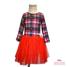 Hearts Checks Navy & Red Tutu Dress - ARIA KIDS