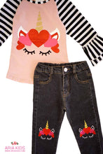 Unicorn Hearts Top & Pants 2-Piece Outfit - ARIA KIDS
