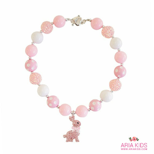 Easter Bunny Chunky Bubblegum Necklace - PINK/WHITE - ARIA KIDS