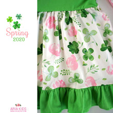 Pink Polka Dot Green Clover Dress - ARIA KIDS