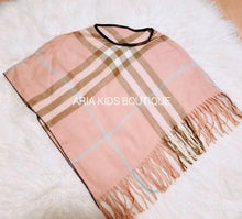 PINK - ARIANA Toddler Girl Round Neck Plaid Poncho - ARIA KIDS
