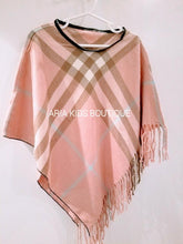 PINK - ARIANA Toddler Girl Round Neck Plaid Poncho - ARIA KIDS